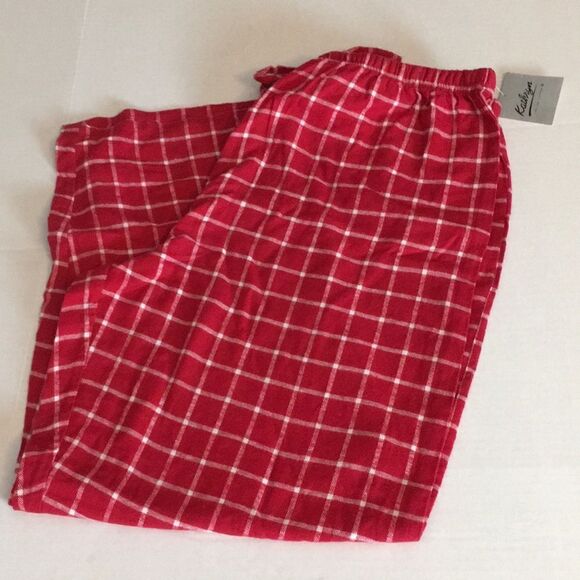 Pajama Bottoms Kathryn Red and White Flannel Sz 2X Drawstring - Picture 1 of 9